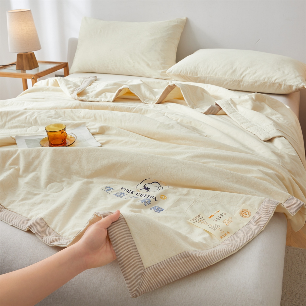 91家纺网 家纺一手货源 找家纺 （总）招财星家纺 2026新款棉花夏被无印风纯色新疆棉夏凉被空调被棉花夏被棉花被子百分百新疆棉（带质检报告买家秀）