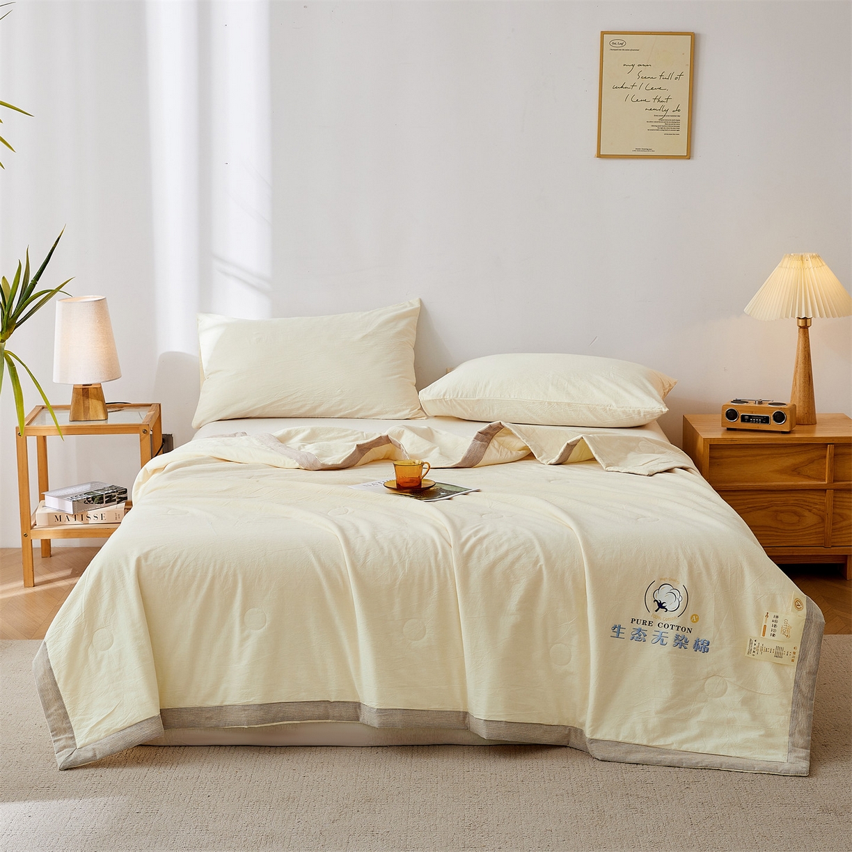 91家纺网 家纺一手货源 找家纺 招财星家纺 2026新款棉花夏被无印风纯色新疆棉夏凉被空调被棉花夏被棉花被子百分百新疆棉（带质检报告买家秀） 沐槿-米白