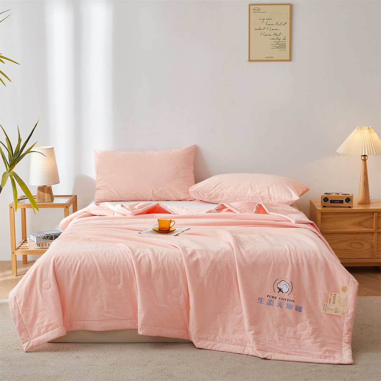 91家纺网 家纺一手货源 找家纺 招财星家纺 2026新款棉花夏被无印风纯色新疆棉夏凉被空调被棉花夏被棉花被子百分百新疆棉（带质检报告买家秀） 沐槿-粉玉