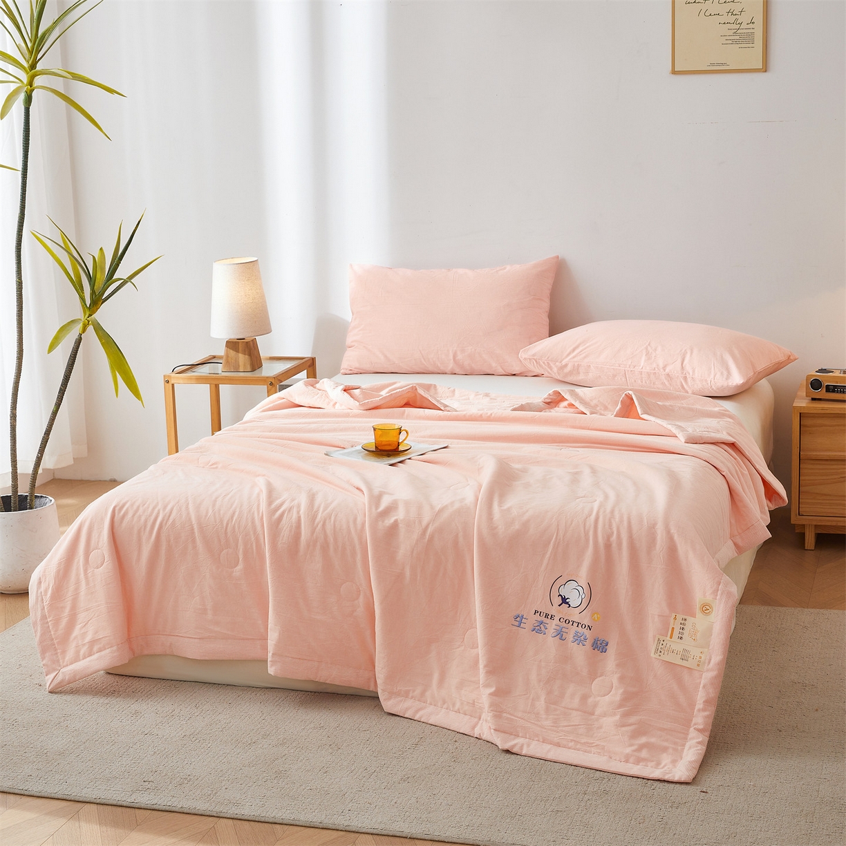 91家纺网 家纺一手货源 找家纺 招财星家纺 2026新款棉花夏被无印风纯色新疆棉夏凉被空调被棉花夏被棉花被子百分百新疆棉（带质检报告买家秀） 沐槿-粉玉