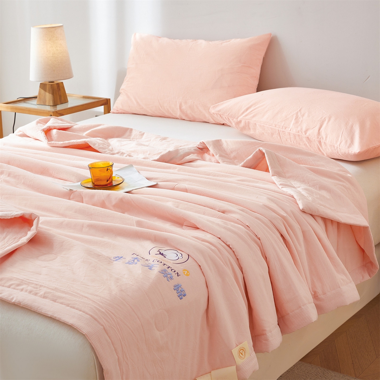 91家纺网 家纺一手货源 找家纺 招财星家纺 2026新款棉花夏被无印风纯色新疆棉夏凉被空调被棉花夏被棉花被子百分百新疆棉（带质检报告买家秀） 沐槿-粉玉