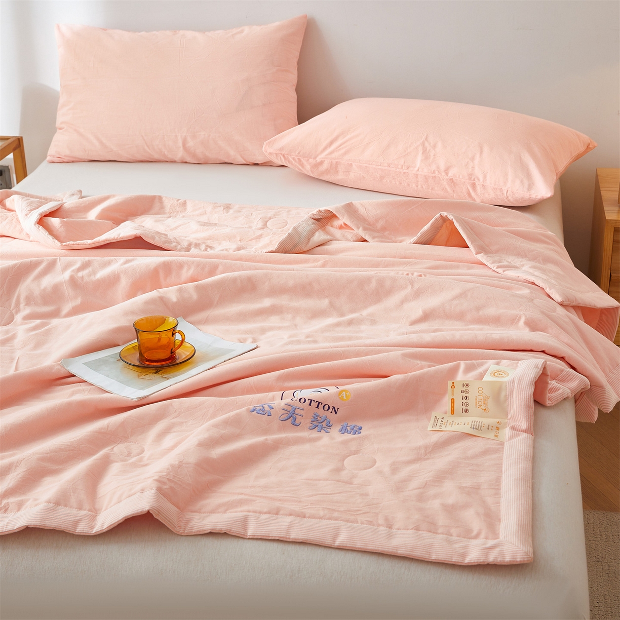 91家纺网 家纺一手货源 找家纺 招财星家纺 2026新款棉花夏被无印风纯色新疆棉夏凉被空调被棉花夏被棉花被子百分百新疆棉（带质检报告买家秀） 沐槿-粉玉