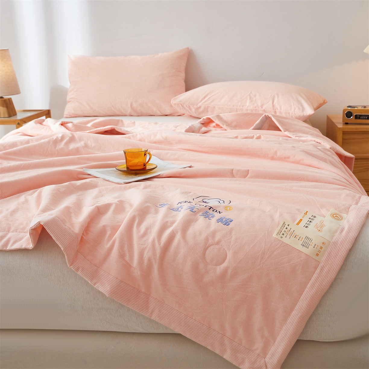 91家纺网 家纺一手货源 找家纺 招财星家纺 2026新款棉花夏被无印风纯色新疆棉夏凉被空调被棉花夏被棉花被子百分百新疆棉（带质检报告买家秀） 沐槿-粉玉