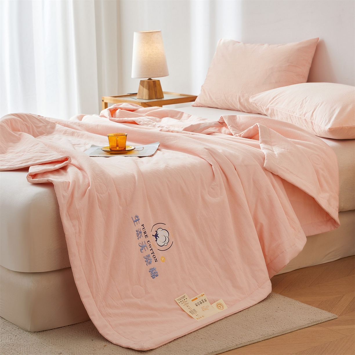 91家纺网 家纺一手货源 找家纺 招财星家纺 2026新款棉花夏被无印风纯色新疆棉夏凉被空调被棉花夏被棉花被子百分百新疆棉（带质检报告买家秀） 沐槿-粉玉
