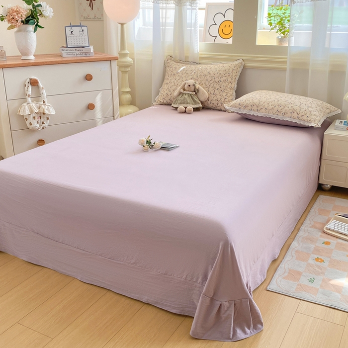 91家纺网 家纺一手货源 找家纺 豫见家纺 2026新款A类仿棉云感纱花边四件套 暗香