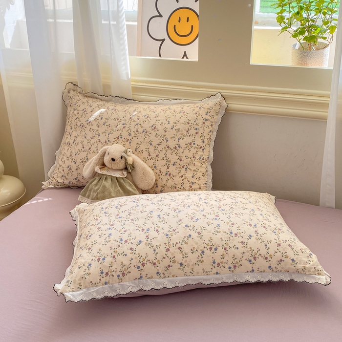 91家纺网 家纺一手货源 找家纺 豫见家纺 2026新款A类仿棉云感纱花边四件套 暗香