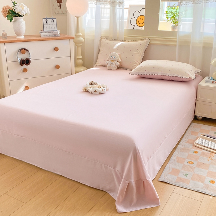 91家纺网 家纺一手货源 找家纺 豫见家纺 2026新款A类仿棉云感纱花边四件套 草莓多多