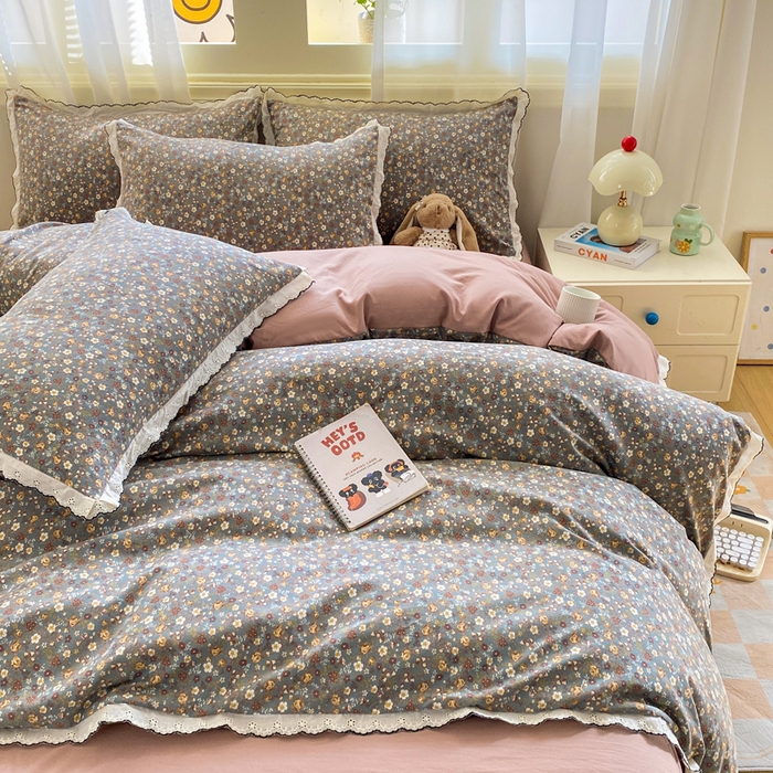 91家纺网 家纺一手货源 找家纺 豫见家纺 2026新款A类仿棉云感纱花边四件套 梵高印象