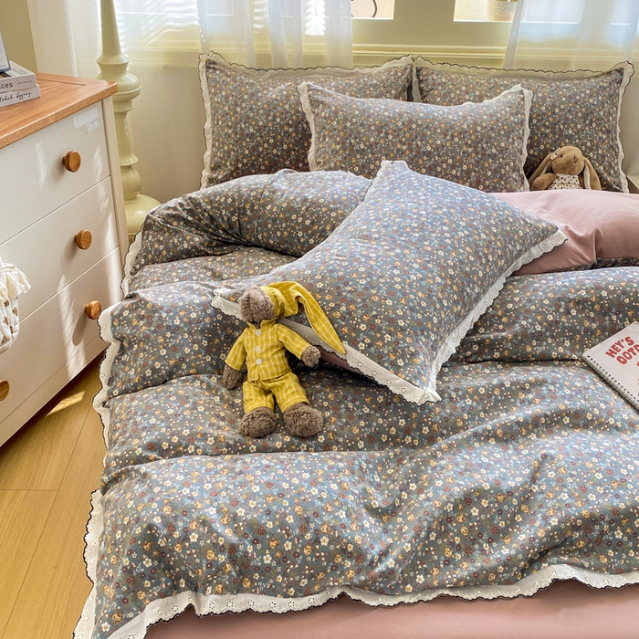 91家纺网 家纺一手货源 找家纺 豫见家纺 2026新款A类仿棉云感纱花边四件套 梵高印象