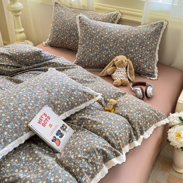 91家纺网 家纺一手货源 找家纺 豫见家纺 2026新款A类仿棉云感纱花边四件套 梵高印象