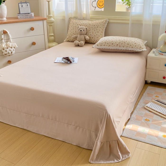 91家纺网 家纺一手货源 找家纺 豫见家纺 2026新款A类仿棉云感纱花边四件套 琥珀流光