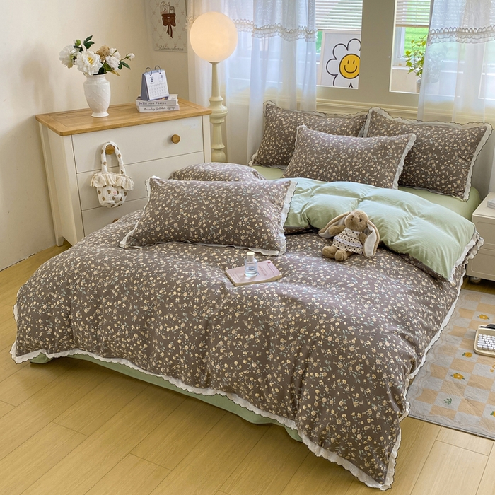 91家纺网 家纺一手货源 找家纺 豫见家纺 2026新款A类仿棉云感纱花边四件套 花漫漫