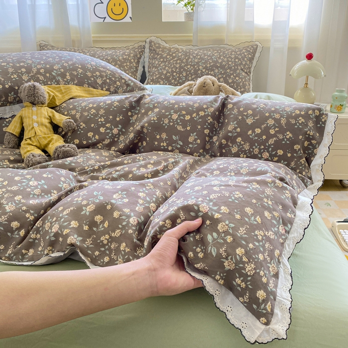 91家纺网 家纺一手货源 找家纺 豫见家纺 2026新款A类仿棉云感纱花边四件套 花漫漫