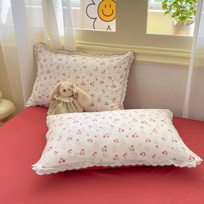 91家纺网 家纺一手货源 找家纺 豫见家纺 2026新款A类仿棉云感纱花边四件套 花影如梦