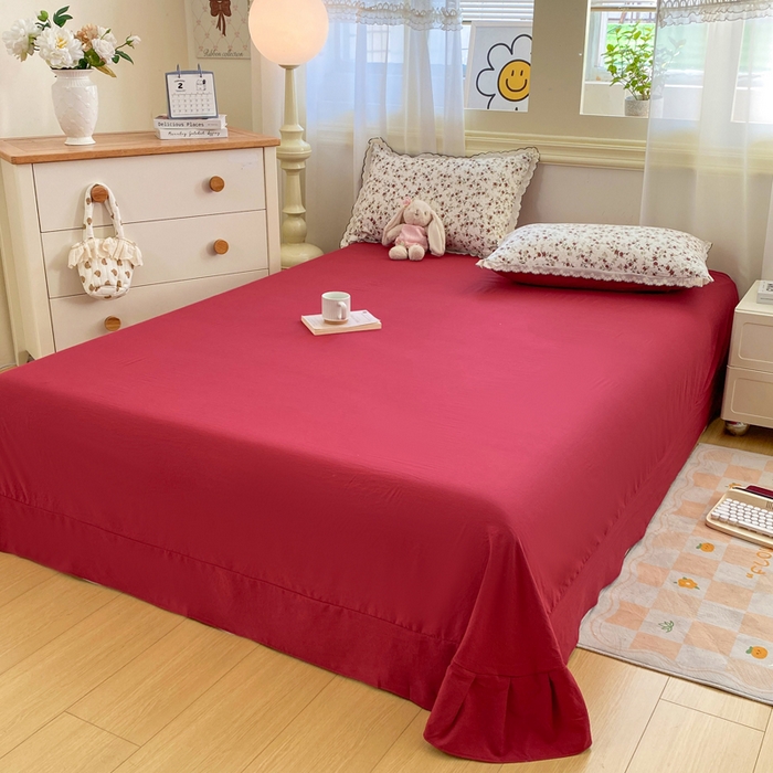 91家纺网 家纺一手货源 找家纺 豫见家纺 2026新款A类仿棉云感纱花边四件套 浪漫蔷薇