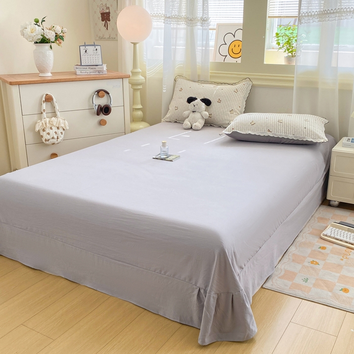 91家纺网 家纺一手货源 找家纺 豫见家纺 2026新款A类仿棉云感纱花边四件套 木马乐园