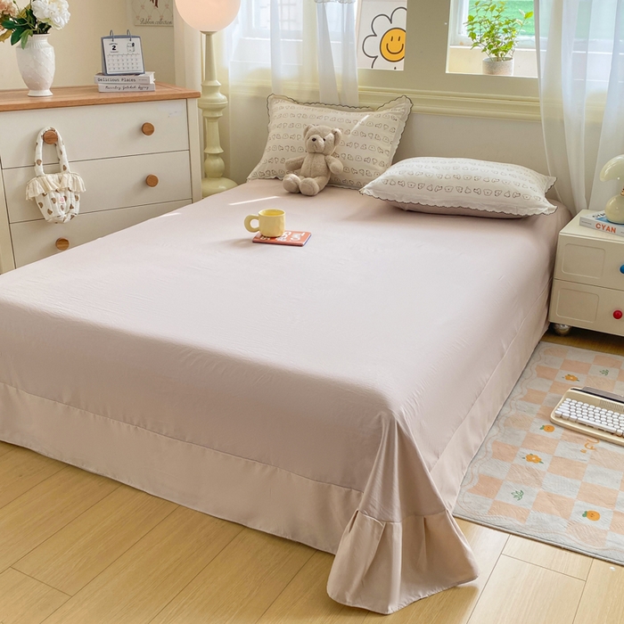 91家纺网 家纺一手货源 找家纺 豫见家纺 2026新款A类仿棉云感纱花边四件套 线条表情狗