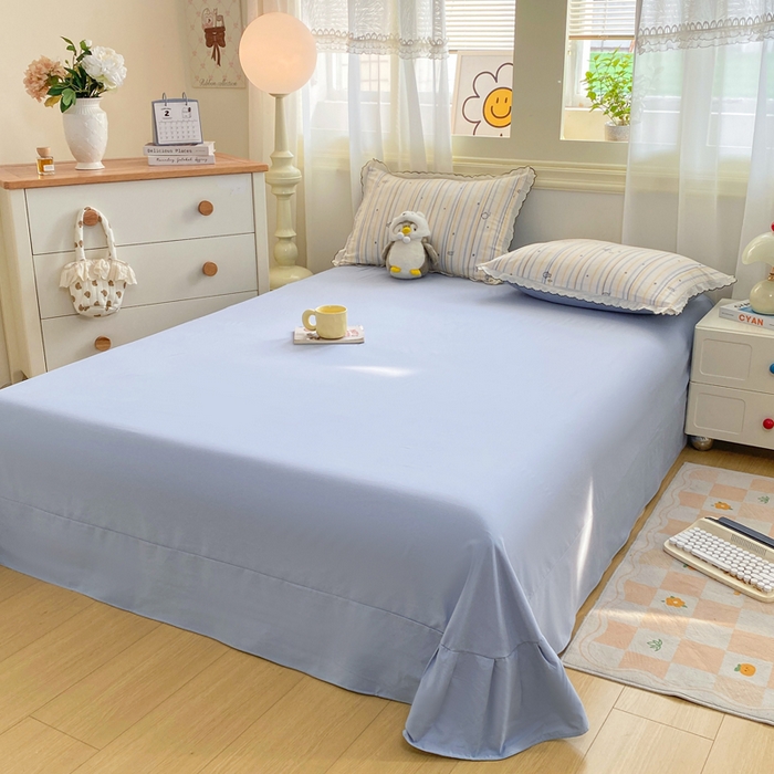 91家纺网 家纺一手货源 找家纺 豫见家纺 2026新款A类仿棉云感纱花边四件套 小鱼心事