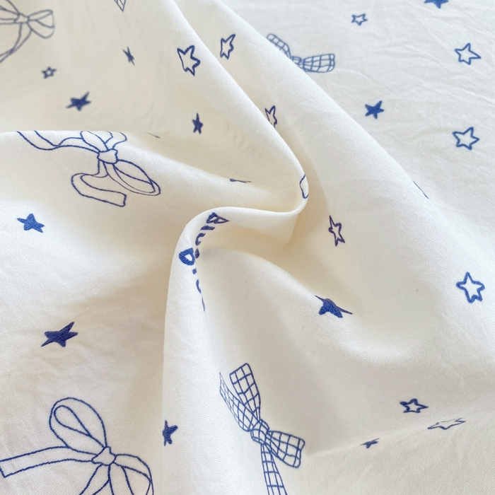 91家纺网 家纺一手货源 找家纺 豫见家纺 2026新款A类仿棉云感纱花边四件套 雨沫蝴蝶结