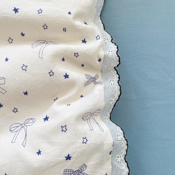 91家纺网 家纺一手货源 找家纺 豫见家纺 2026新款A类仿棉云感纱花边四件套 雨沫蝴蝶结