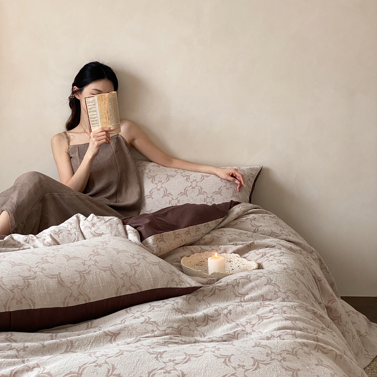 91家纺网 家纺一手货源 找家纺 （总）赫帛 2026新款60S全棉色织提花水洗棉四件套-络咖