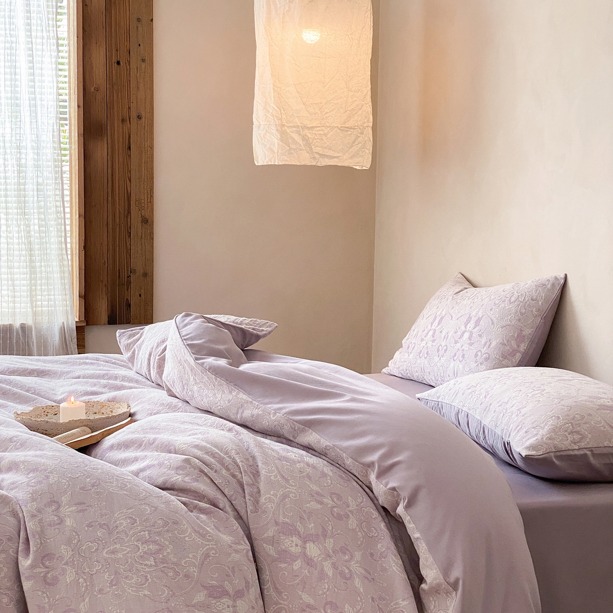 91家纺网 家纺一手货源 找家纺 （总）赫帛 2026新款60S全棉色织提花水洗棉四件套-紫鸢