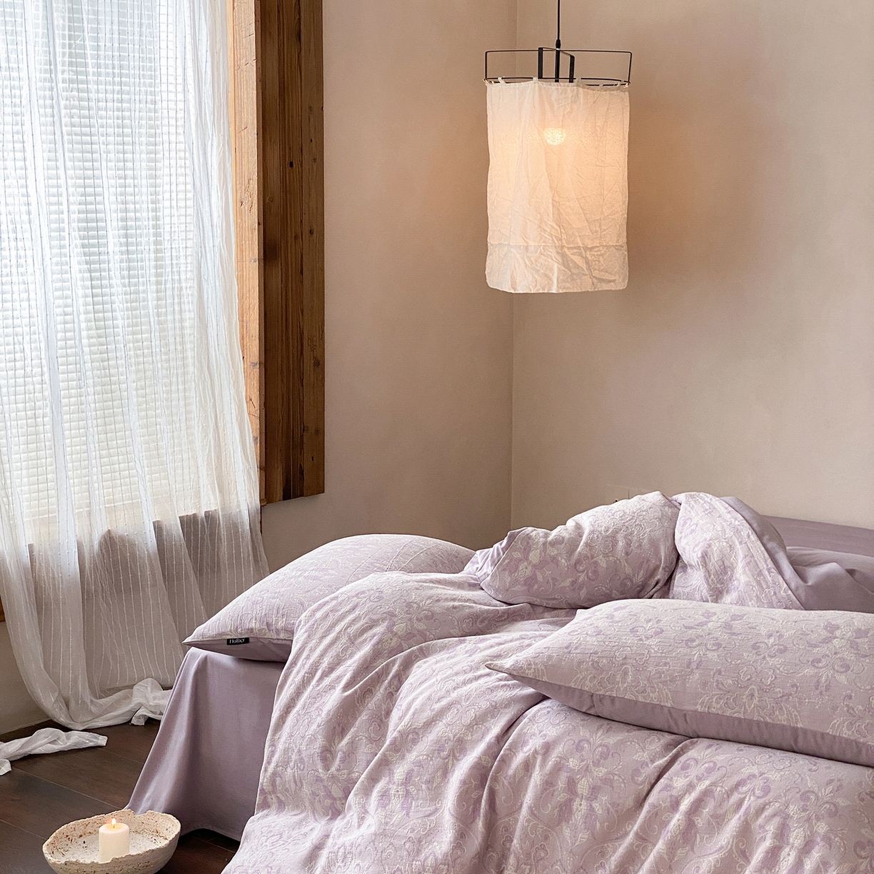 91家纺网 家纺一手货源 找家纺 （总）赫帛 2026新款60S全棉色织提花水洗棉四件套-紫鸢