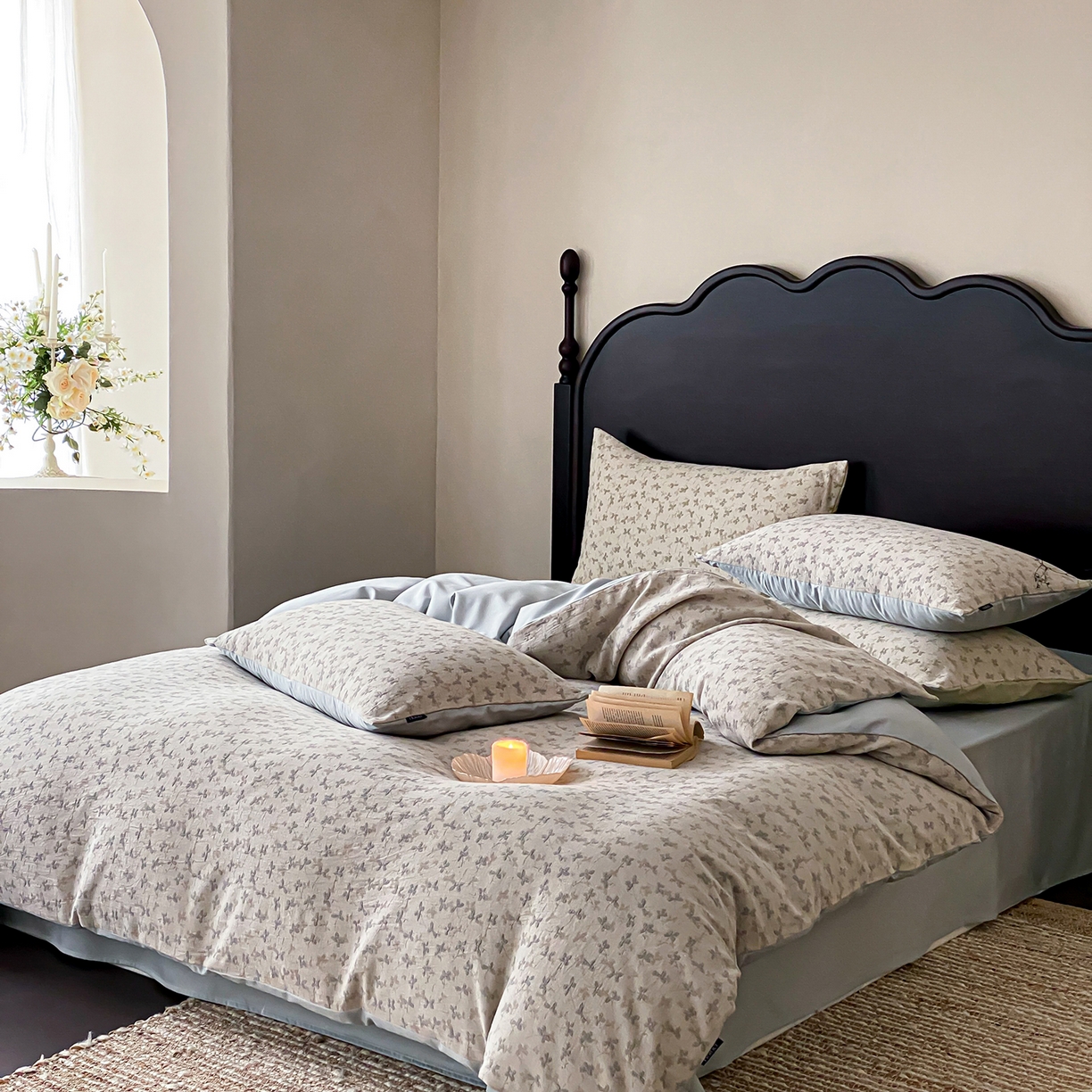 91家纺网 家纺一手货源 找家纺 （总）赫帛 2026新款60S全棉色织提花水洗棉四件套-四叶草