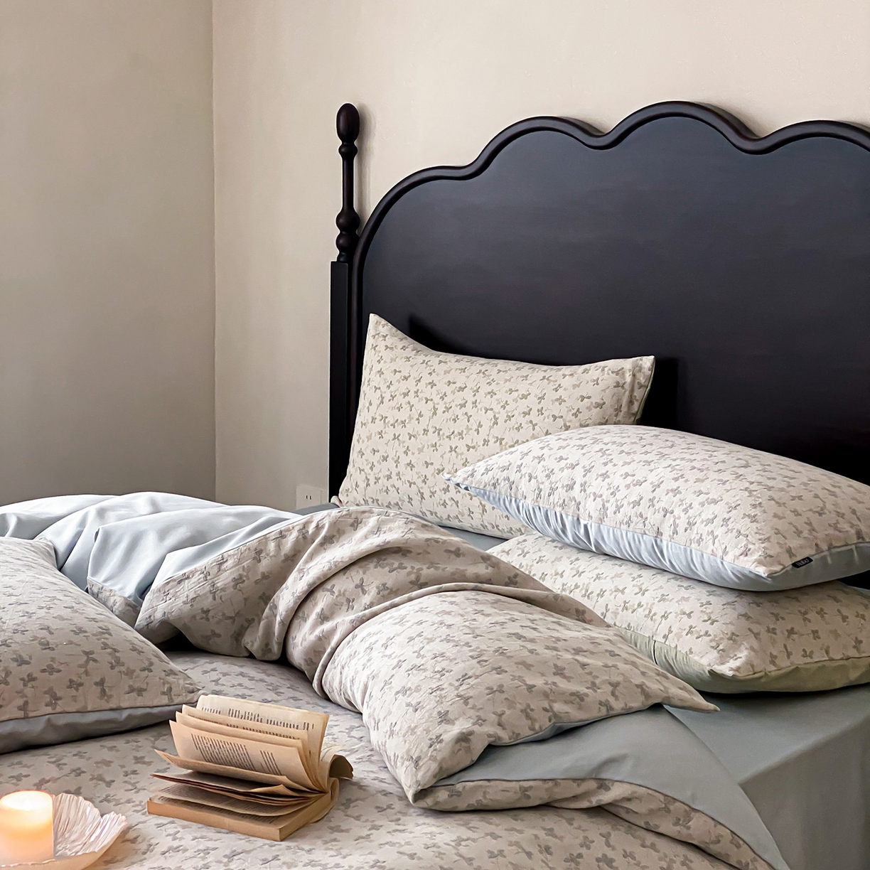 91家纺网 家纺一手货源 找家纺 （总）赫帛 2026新款60S全棉色织提花水洗棉四件套-四叶草