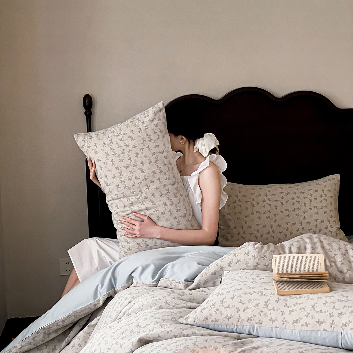 91家纺网 家纺一手货源 找家纺 （总）赫帛 2026新款60S全棉色织提花水洗棉四件套-四叶草