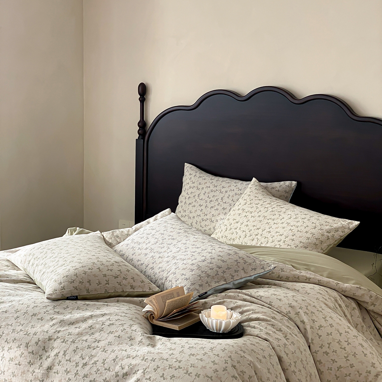 91家纺网 家纺一手货源 找家纺 赫帛 2026新款60S全棉色织提花水洗棉四件套-四叶草 四叶草-浅绿