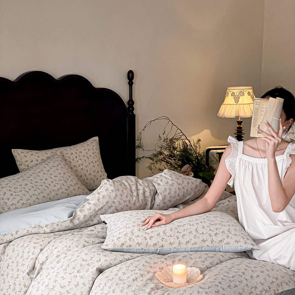 91家纺网 家纺一手货源 找家纺 赫帛 2026新款60S全棉色织提花水洗棉四件套-四叶草 四叶草-湖蓝