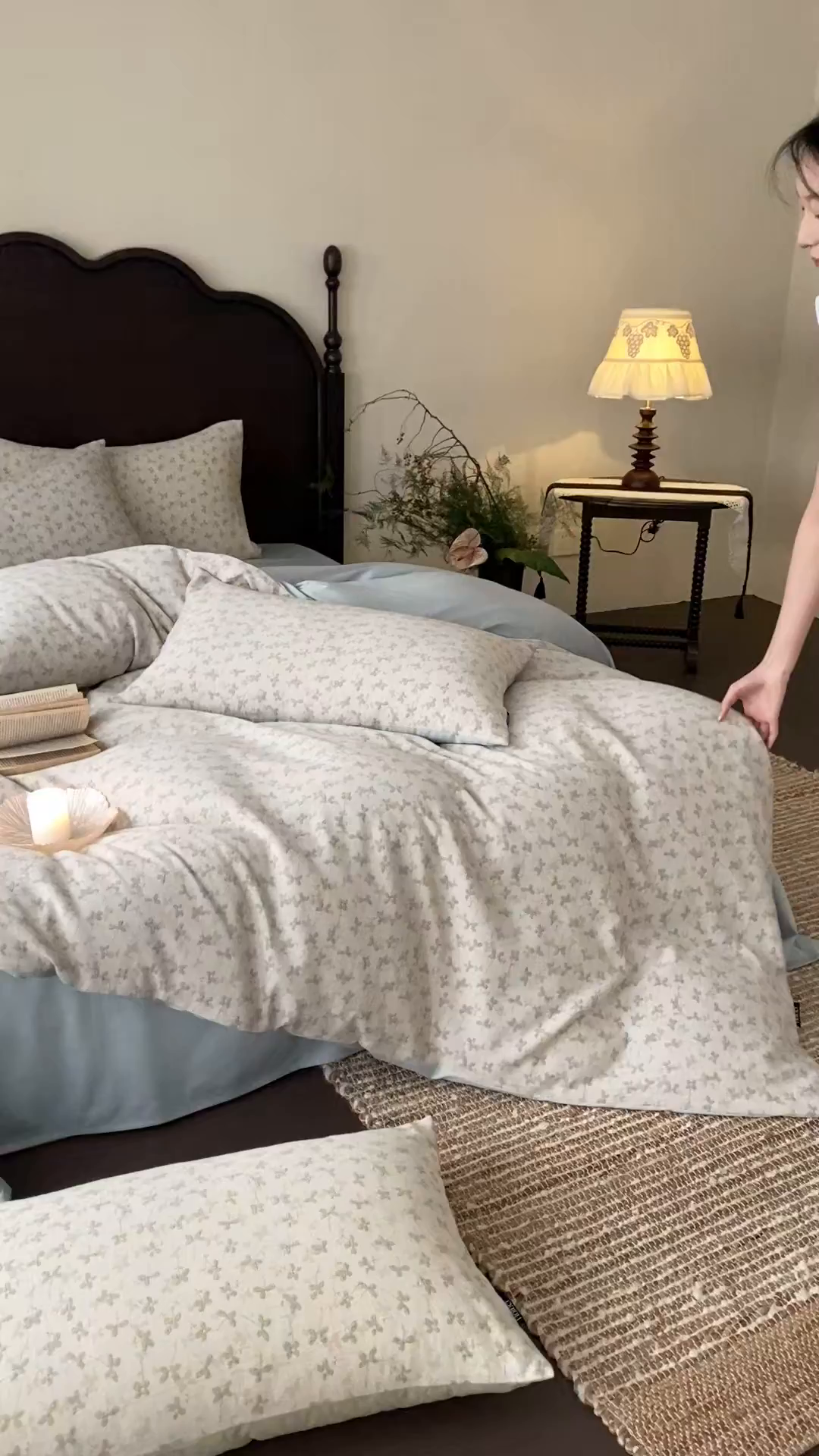 91家纺网 家纺一手货源 找家纺 赫帛 2026新款60S全棉色织提花水洗棉四件套-四叶草 四叶草-湖蓝