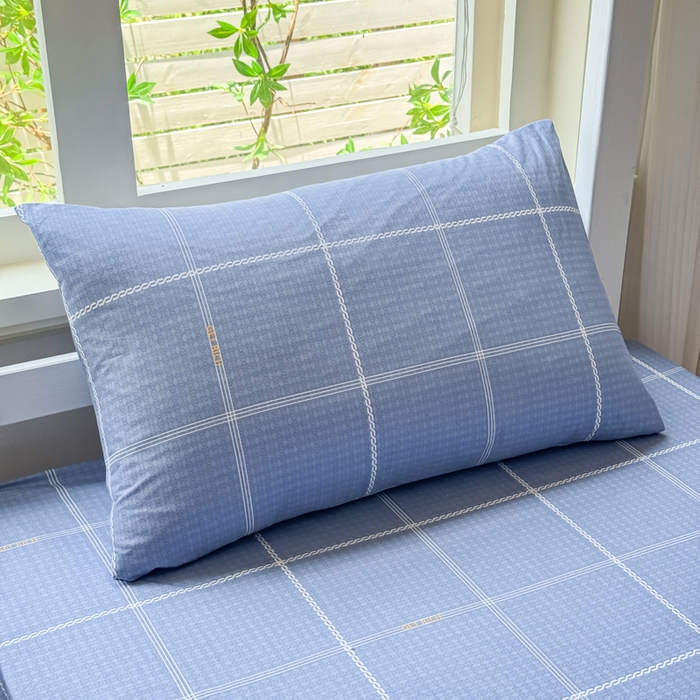 91家纺网 家纺一手货源 找家纺 疆东 【疆东】2026简约13372纯棉全棉学生三件套学生季宿舍上下铺全棉纯棉格子印花三件套件单品被套床单 蓝调