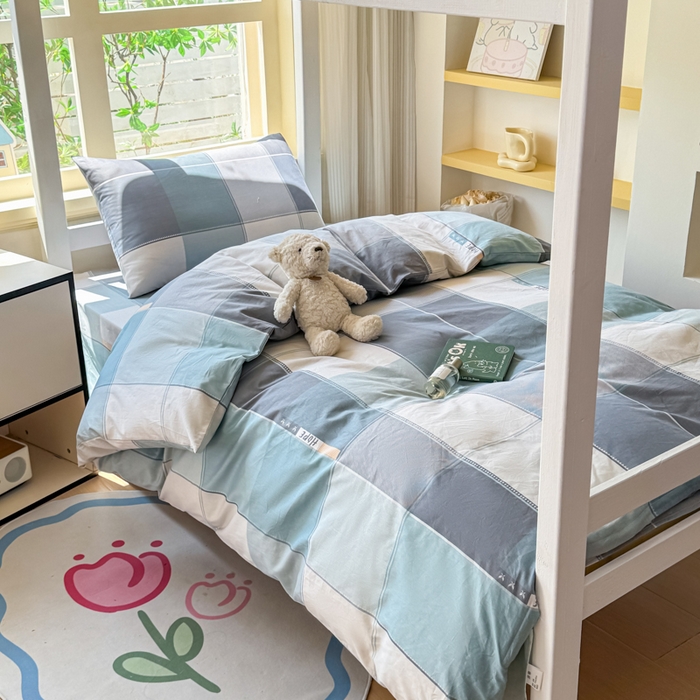 疆东 【疆东】2026简约13372纯棉全棉学生三件套学生季宿舍上下铺全棉纯棉格子印花三件套件单品被套床单 威尼斯