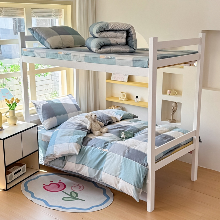 91家纺网 家纺一手货源 找家纺 疆东 【疆东】2026简约13372纯棉全棉学生三件套学生季宿舍上下铺全棉纯棉格子印花三件套件单品被套床单 威尼斯