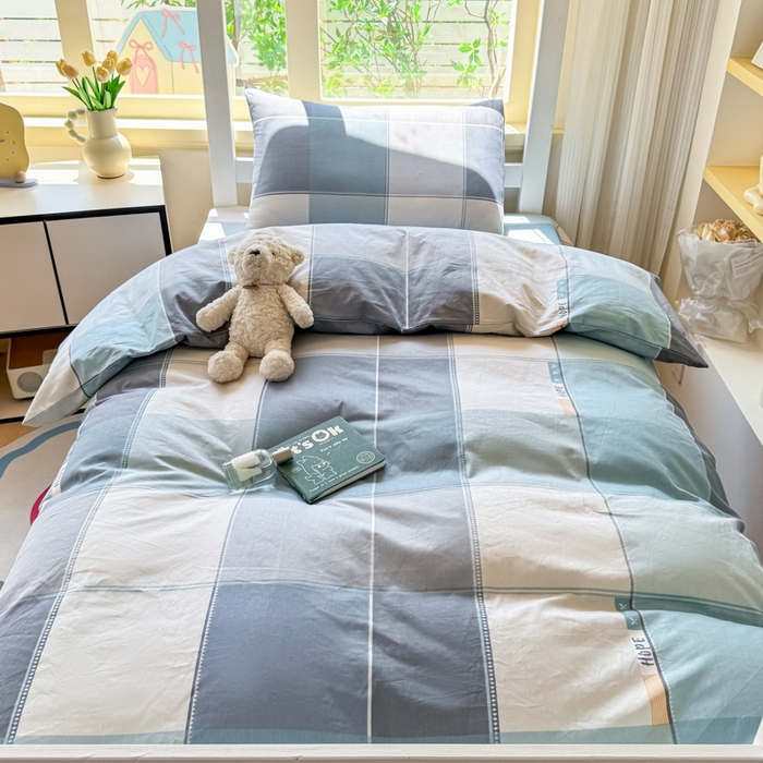 91家纺网 家纺一手货源 找家纺 疆东 【疆东】2026简约13372纯棉全棉学生三件套学生季宿舍上下铺全棉纯棉格子印花三件套件单品被套床单 威尼斯
