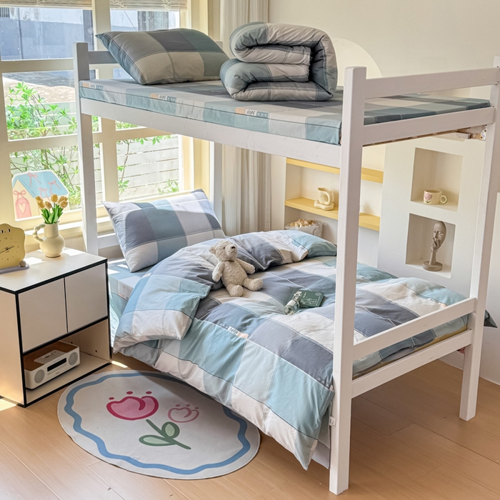 91家纺网 家纺一手货源 找家纺 疆东 【疆东】2026简约13372纯棉全棉学生三件套学生季宿舍上下铺全棉纯棉格子印花三件套件单品被套床单 威尼斯