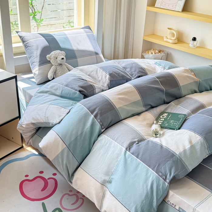 91家纺网 家纺一手货源 找家纺 疆东 【疆东】2026简约13372纯棉全棉学生三件套学生季宿舍上下铺全棉纯棉格子印花三件套件单品被套床单 威尼斯