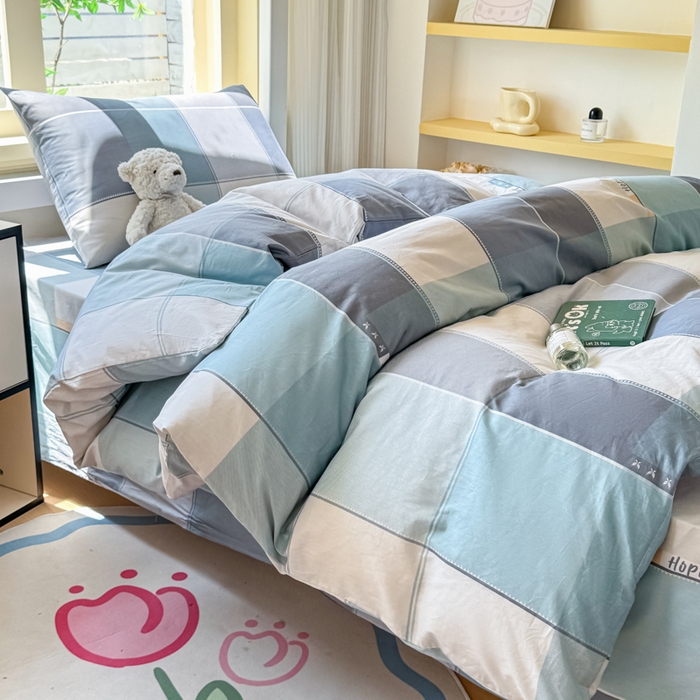 91家纺网 家纺一手货源 找家纺 疆东 【疆东】2026简约13372纯棉全棉学生三件套学生季宿舍上下铺全棉纯棉格子印花三件套件单品被套床单 威尼斯