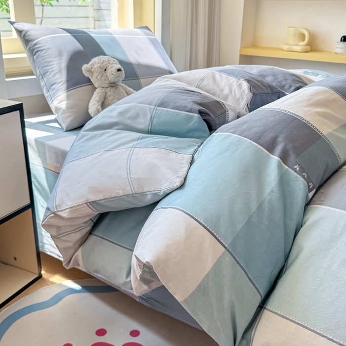 91家纺网 家纺一手货源 找家纺 疆东 【疆东】2026简约13372纯棉全棉学生三件套学生季宿舍上下铺全棉纯棉格子印花三件套件单品被套床单 威尼斯