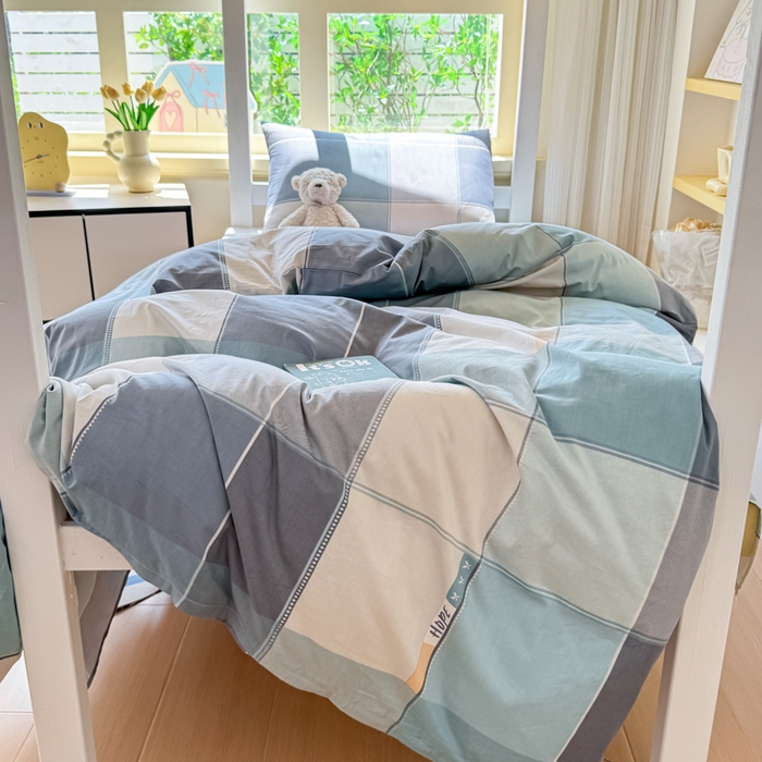 91家纺网 家纺一手货源 找家纺 疆东 【疆东】2026简约13372纯棉全棉学生三件套学生季宿舍上下铺全棉纯棉格子印花三件套件单品被套床单 威尼斯