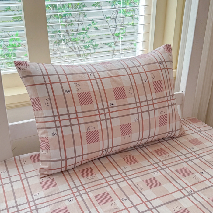 91家纺网 家纺一手货源 找家纺 疆东 【疆东】2026简约13372纯棉全棉学生三件套学生季宿舍上下铺全棉纯棉格子印花三件套件单品被套床单 格小猫