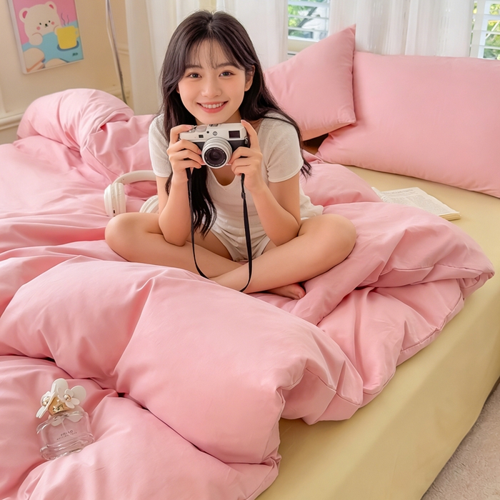 91家纺网 家纺一手货源 找家纺 （总）疆东 2026高端100%新疆长绒棉100支纯棉全棉磨毛四件套纯色双拼全棉纯棉磨毛四件套单被套床单床笠单品