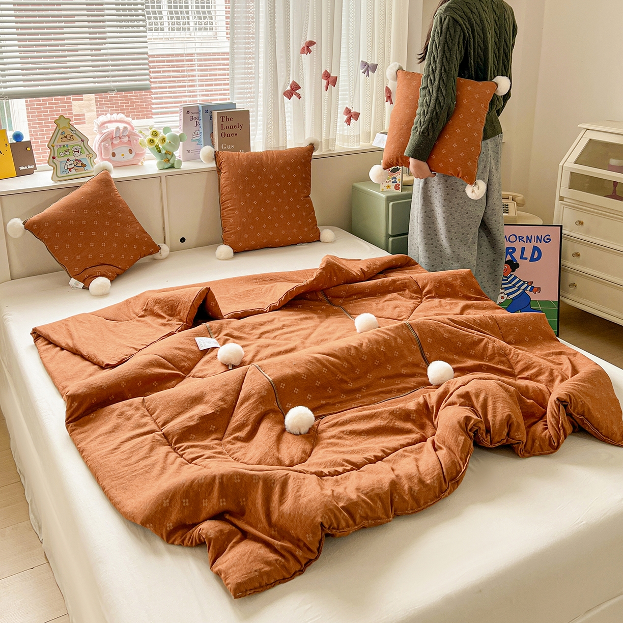 91家纺网 家纺一手货源 找家纺 （总）古本家居 2026新款四季水洗毛球系列抱枕被