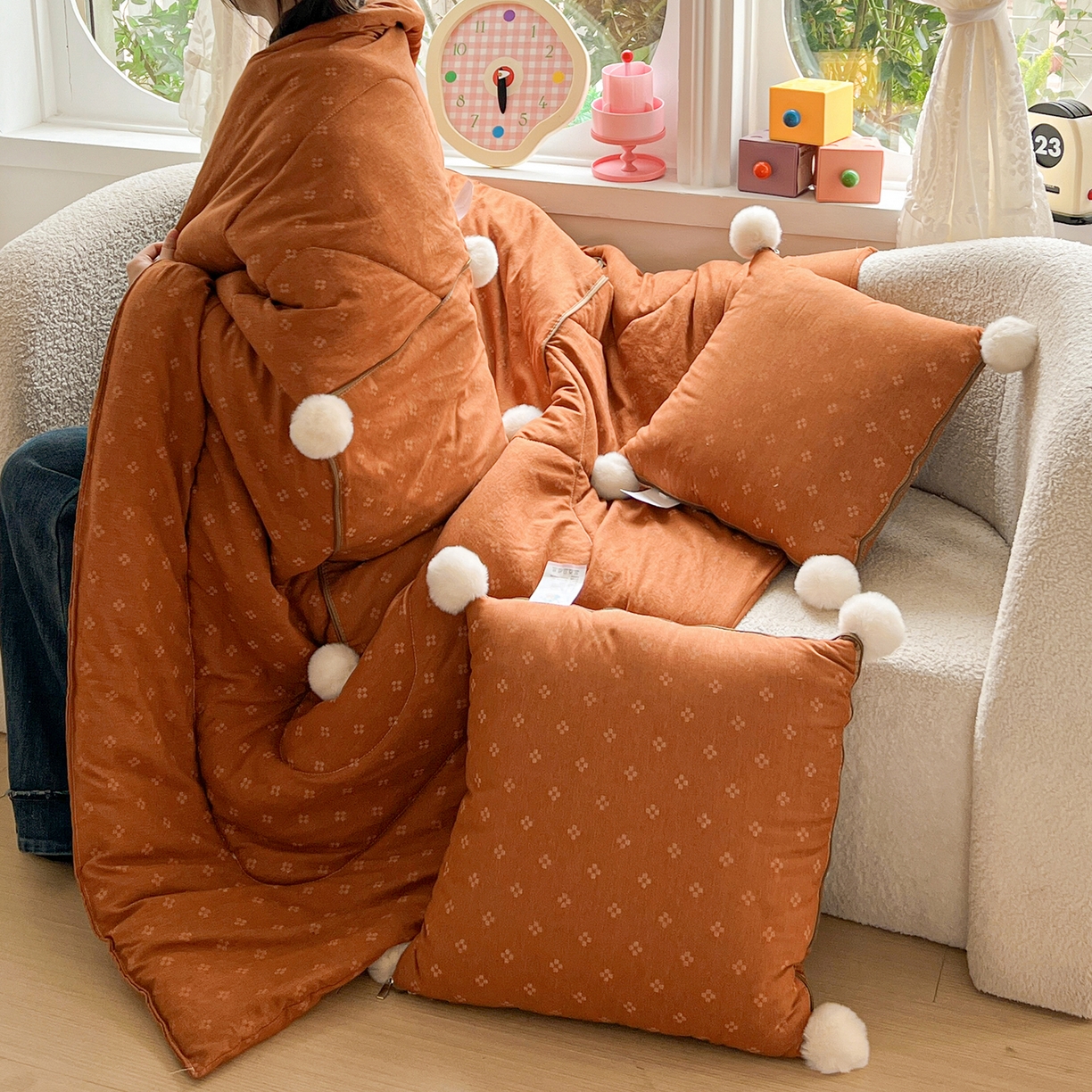 91家纺网 家纺一手货源 找家纺 （总）古本家居 2026新款四季水洗毛球系列抱枕被