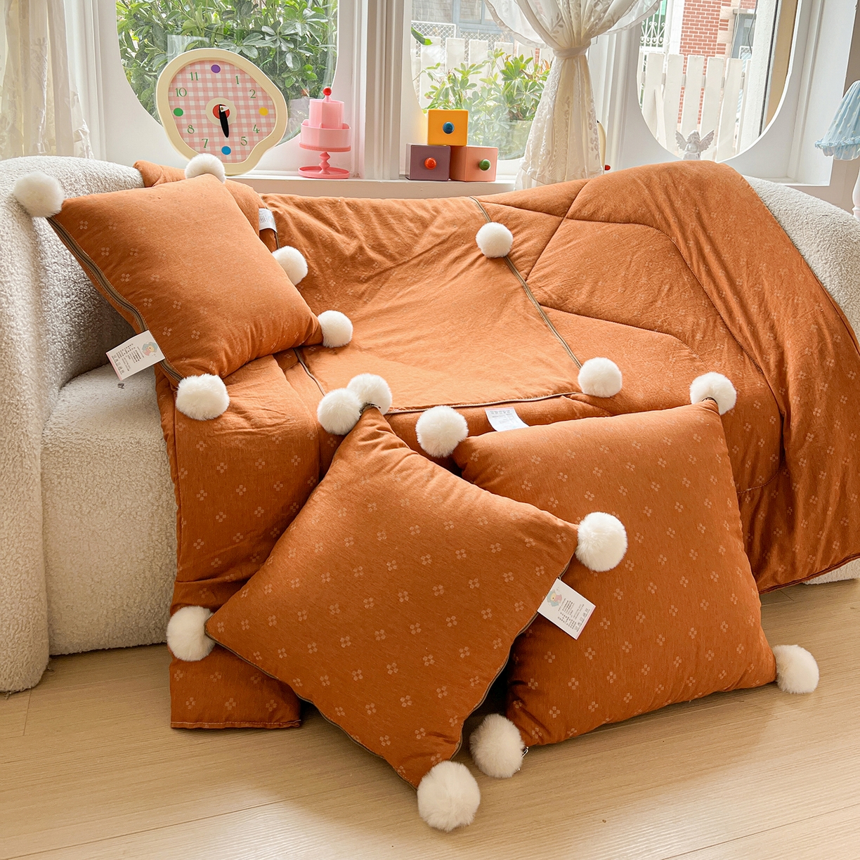 91家纺网 家纺一手货源 找家纺 （总）古本家居 2026新款四季水洗毛球系列抱枕被