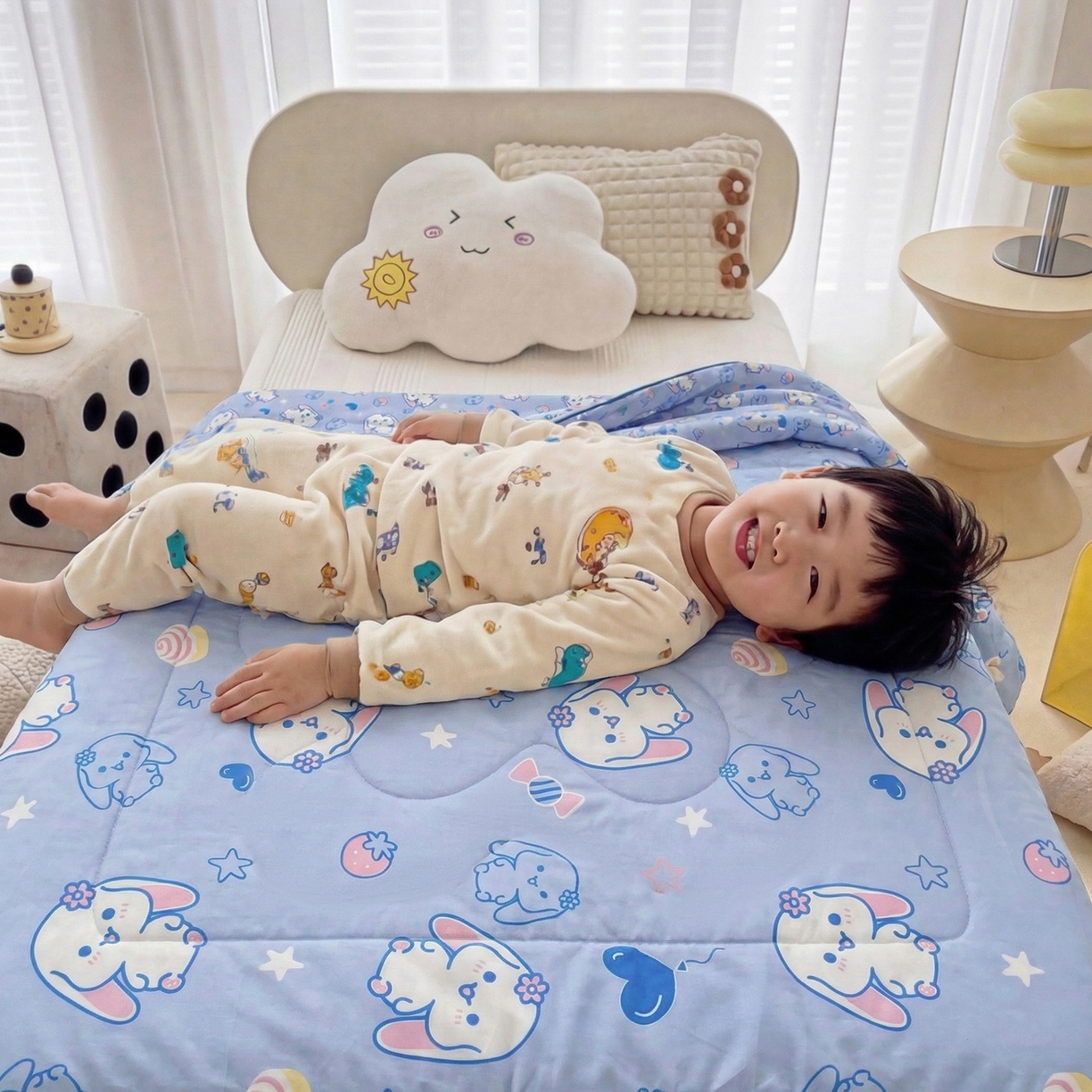 91家纺网 家纺一手货源 找家纺 春妮家纺 2026新款卡通幼儿园全棉儿童夏被夏凉被空调被 甜心玉桂狗