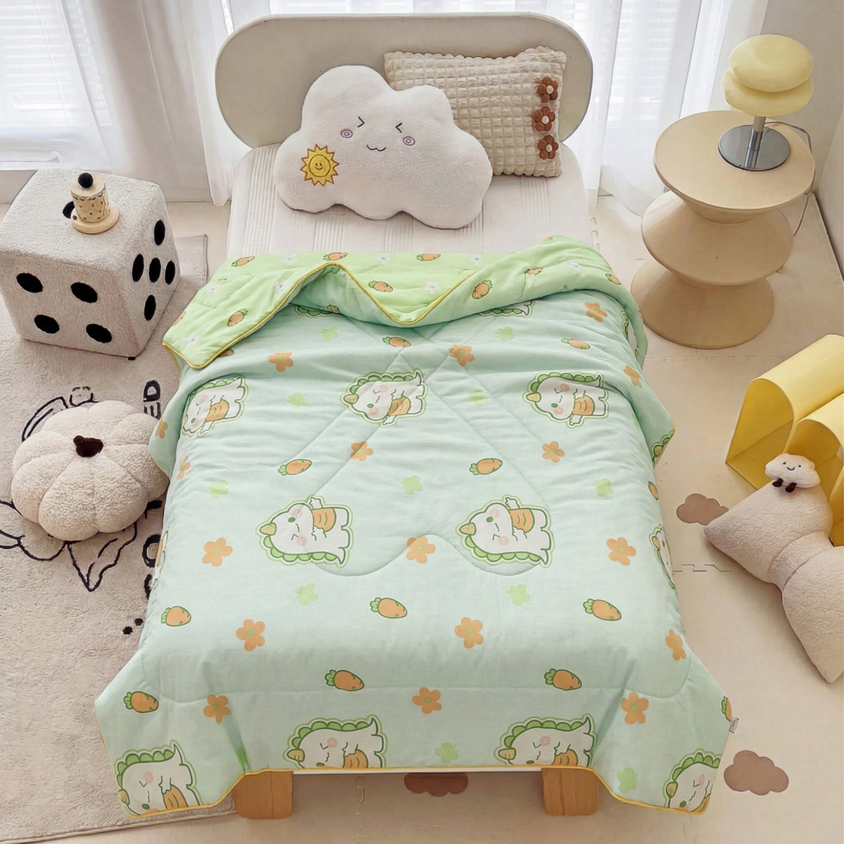 91家纺网 家纺一手货源 找家纺 春妮家纺 2026新款卡通幼儿园全棉儿童夏被夏凉被空调被 萌萌奶龙