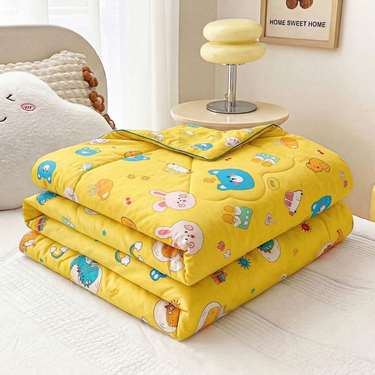 91家纺网 家纺一手货源 找家纺 春妮家纺 2026新款卡通幼儿园全棉儿童夏被夏凉被空调被 萌宠乐园